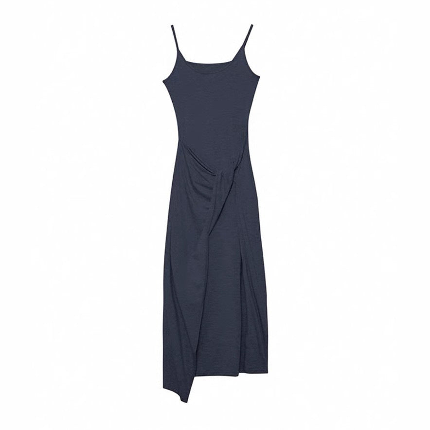 Twist - Design Slip Knitted Dress - Slim - Fit Long Asymmetric Hem, Minimalist & Fashionable Basic Style
